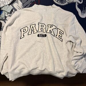 Gray Sweatshirt with Black Lettering